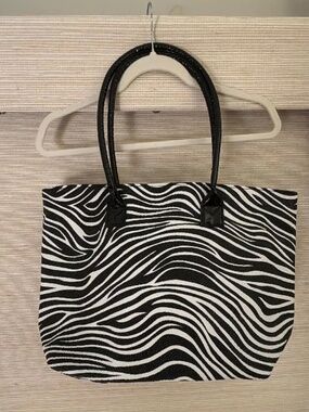 Zebra Print Shoulder Bag Y2K 2000s Statement Tote
